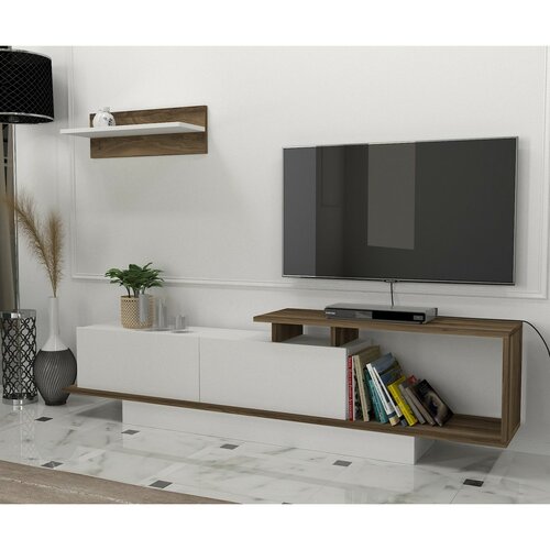 Televízny stolík s policou Asos White and Walnut