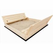 Sand Tropic Leseno peskovnik z klopmi, 100 x 100cm, naravna barva
