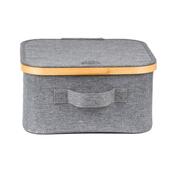 Úložný box G21 30 x 30 x 15 cm, bambusový s víkem, šedý