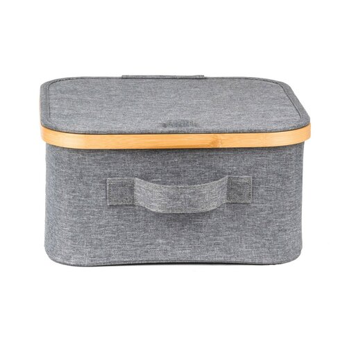 Úložný box G21 30 x 30 x 15 cm, bambusový s vekom, sivý