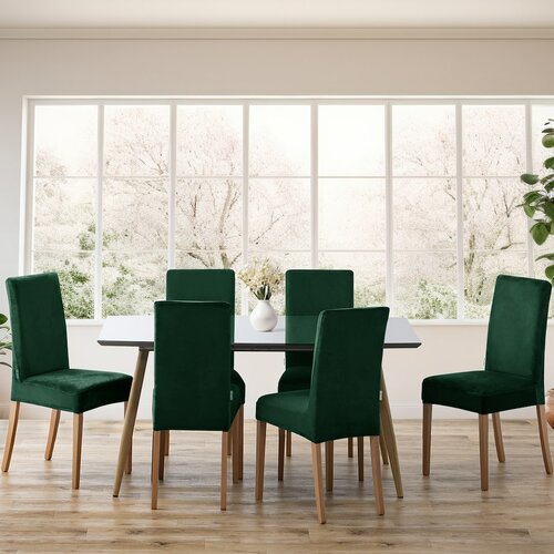Restilo Napinac za stol Sento temno zelena, 48 x48 x 58 + 10 cm, komplet 6 kosov
