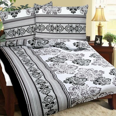 Lenjerie pat 2 pers. Ornament floral, creponată, 240 x 220 cm, 2 buc 70 x 90 cm