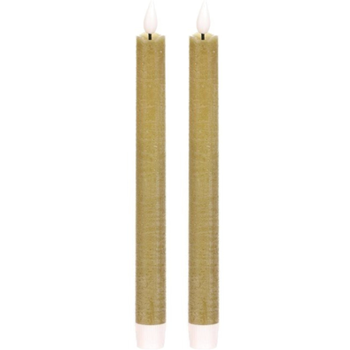 Súprava kónických sviečok s LED osvetlením, zelená, 2 ks, parafín, 25 cm