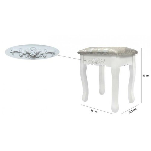 Schminktisch mit Hocker Emilie, 143 x 74 x 40 cm