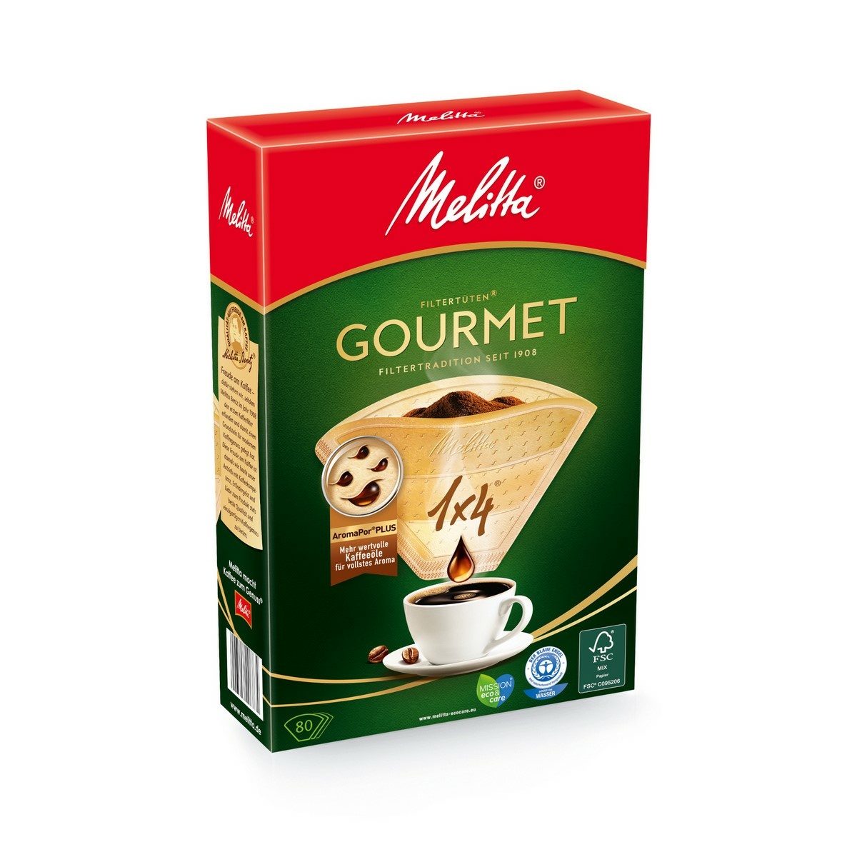 Obrázok Melitta GOURMET filtre 1x4 80ks s aromapórmi