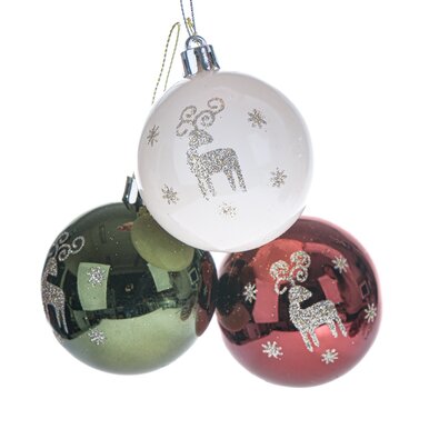 Karácsonyi díszek szett London csillogás, 3 db, 6cm, műanyag
