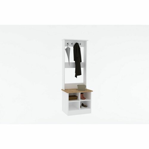 Cuier cu dulap pentru pantofi Mare White and Sapphire Oak