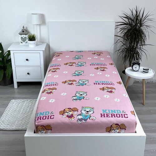 Jerry Fabrics Leinenlaken mit GummizugPaw Patrol PP475 Heroic, 90 x 200 cm + 25 cm