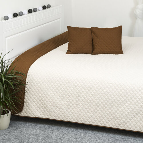 4Home Narzuta na łóżko Doubleface brązowy/kremowy, 220 x 240 cm, 2x40 x 40 cm