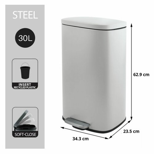 Spirella Pedálový odpadkový koš soft-close Akira 30 l, matná bílá