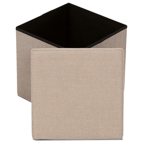 Hocker mit Stauraum, Cremefarben, 38 x 38 x 38 cm