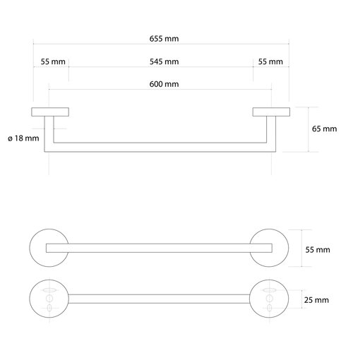 Sapho XR404GB X-Round Gold držalo za brisače 60 x6,5 cm, zlato