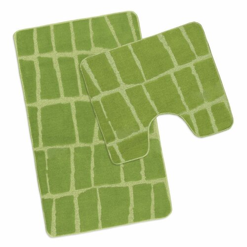 Sada kúpeľňových predložiek Avangard Kostka zelená, 50 x 80 cm, 50 x 40 cm