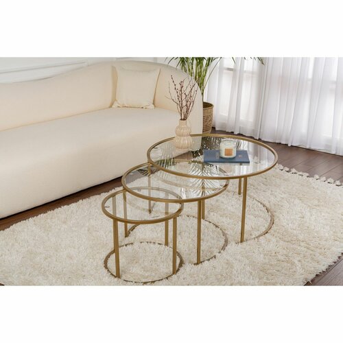 Couchtisch-Set Aurum Gold 80 cm, 3 Stück