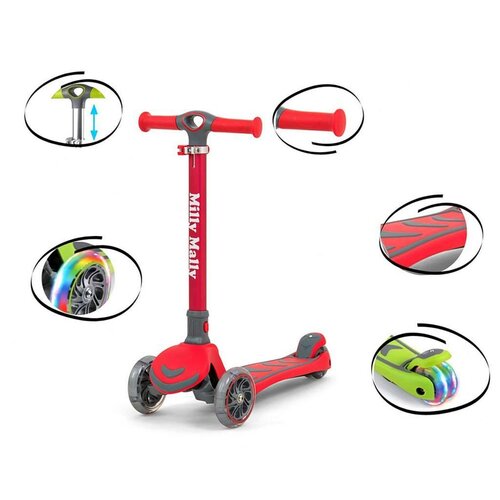 Milly Mally Scooter Scooter Boogie roșu, 80,6 x 59x 25 cm