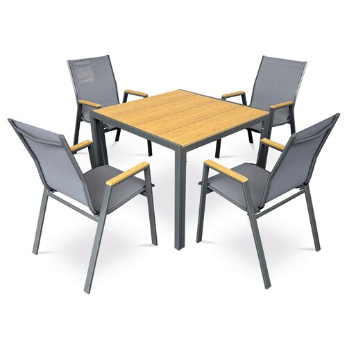 Autronic Stół ogrodowy, metal, polywood, brązowy, AZ T-S1209 OAK