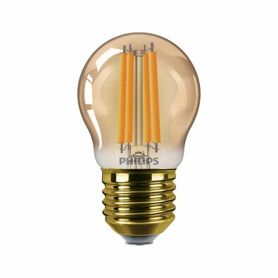 Philips LED filament žiarovka E27 P45 6W (40W) 1800K nestmievateľná, jantárová