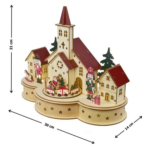 Sat de Crăciun luminos cu tren în mișcare, 30 x 14 x 21 cm, LED