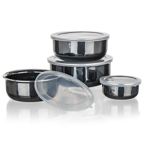 Banquet Set smaltovaných skodelic METALLIC Black,8 kos