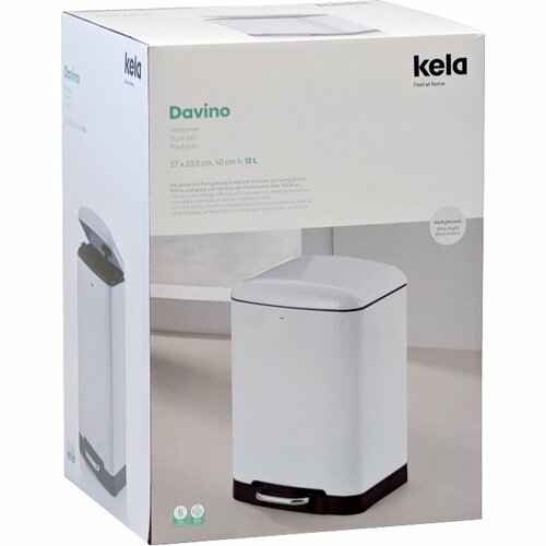 Kela Pedálový odpadkový kôš DAVINO 12 l, biela