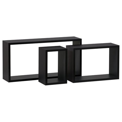 Wandregalset P-009, mattschwarz, 3 Stück