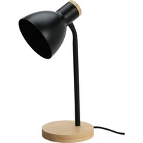 Lampă de masă din metal cu bază din lemn Solano negru, 14 x 36 cm