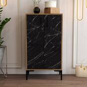 Skrinka na topánky Prag Walnut and Black Marble