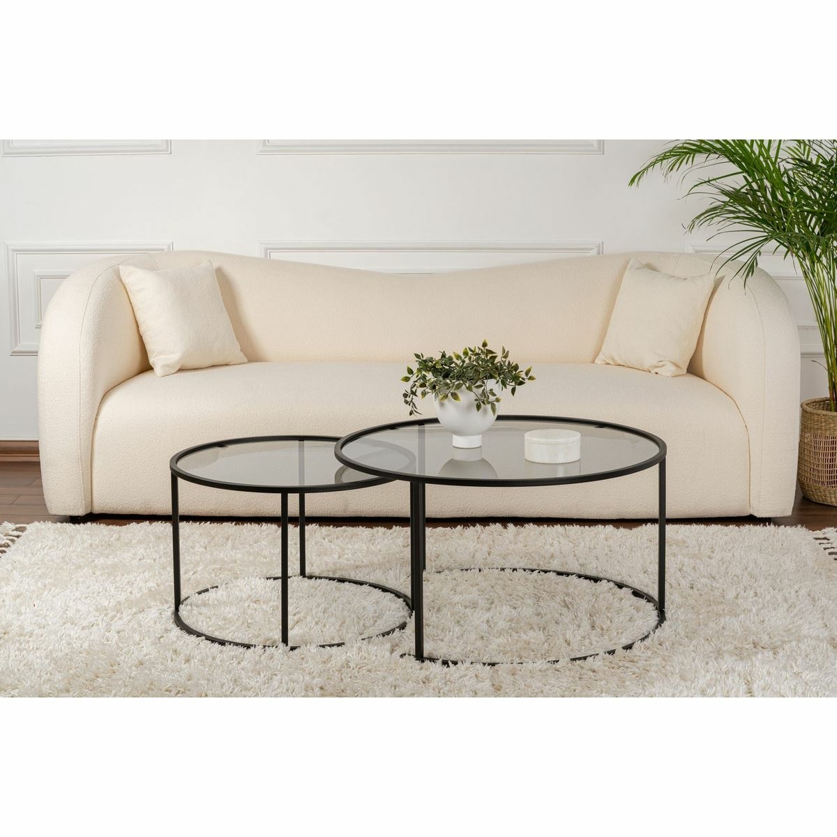 Súprava konferenčných stolíkov Aurum Black and Grey 80 cm, 2 ks