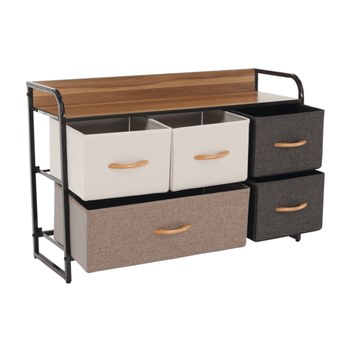 Komoda s látkovými šuplíky HAZEL TYP 4, hnědá