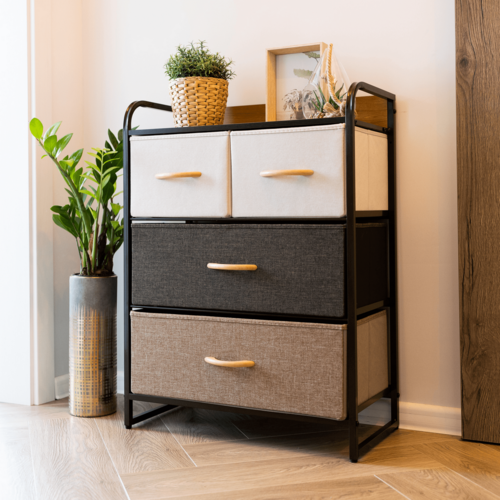 Comodă cu sertare din material textil HAZEL TIP 2,maro