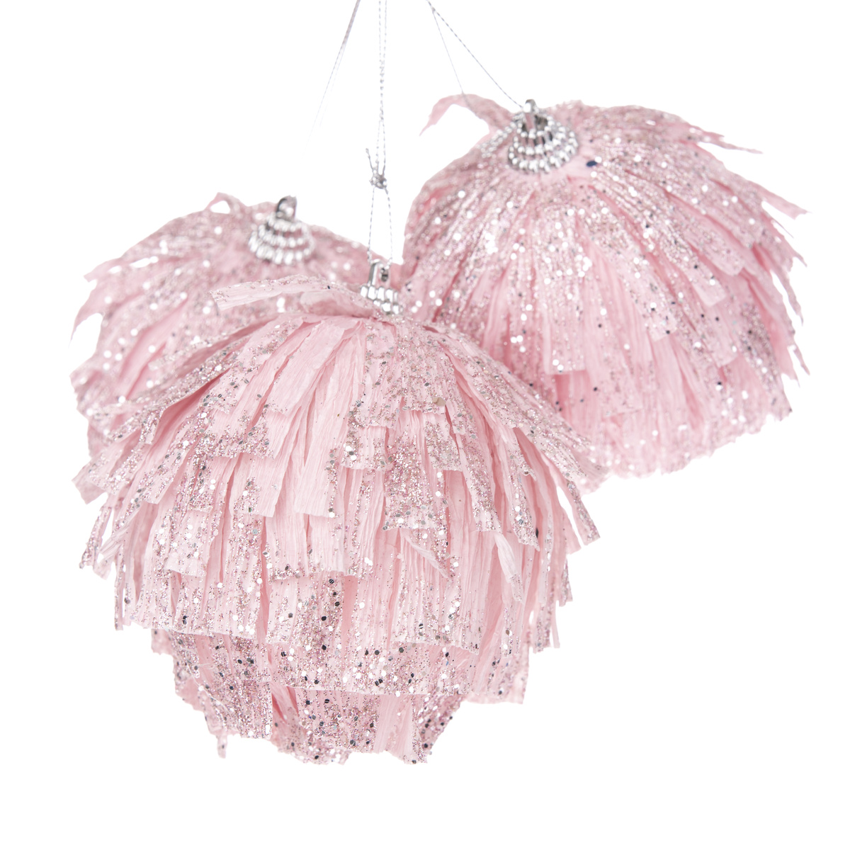 Fotografie Sada vánočních ozdob Pink Elegance, 3 ks, pr. 8 cm