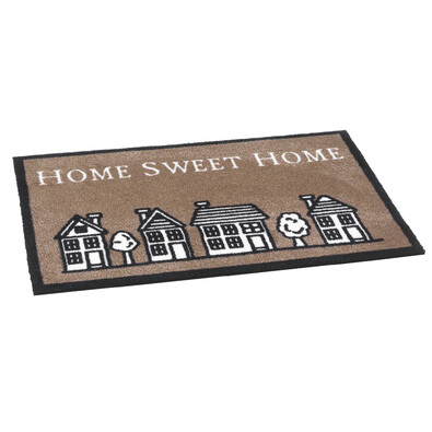 Vnútorná rohožka Home sweet home brown, 50 x 75 cm