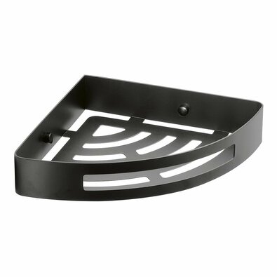 GEDY 247914 Inteligentna półka narożna podprysznic, 21 x 4,5 x 21 cm, czarny mat