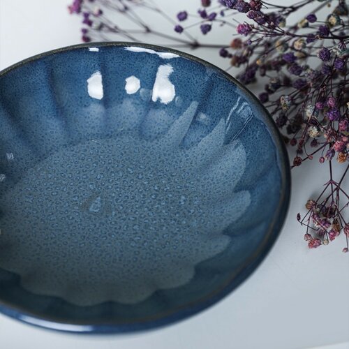 Set mit 6 Steingutschalen Laguna 12 cm, dunkelblau