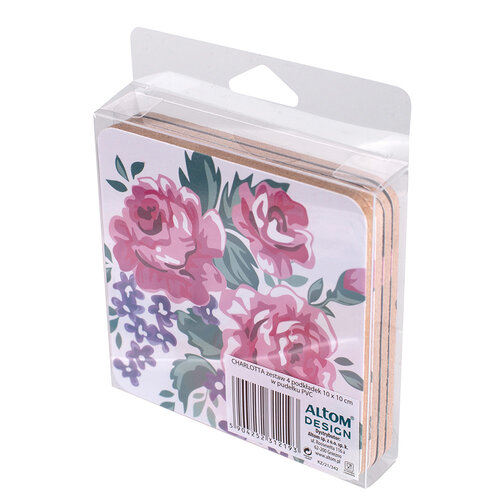 Altom Podstavek iz plute Charlotta, 10 x 10 cm,set 4 kos