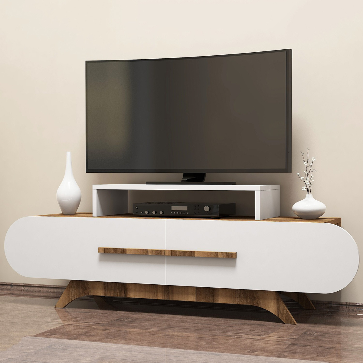 Televizní stolek Rose Walnut White - thumb (2)