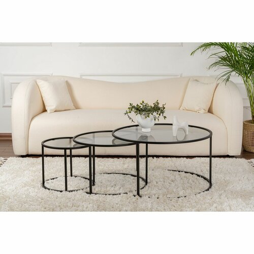 Zestaw stolików konferencyjnych Aurum Black and Grey 80 cm, 3 szt.