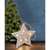 Solight 1V45-S Vánoční dřevěná Hvězda teplá bílá, 6 LED