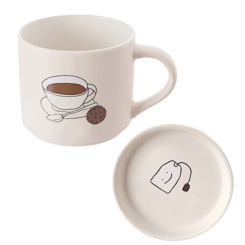 Orion Porcelanowy kubek z pokrywką Herbata, 0,45 l
