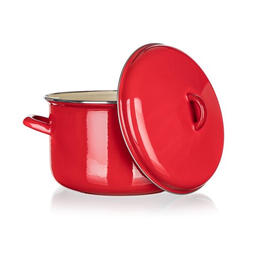 Banquet Emailed pot with lid Milton red, 24 cm,5.9 l