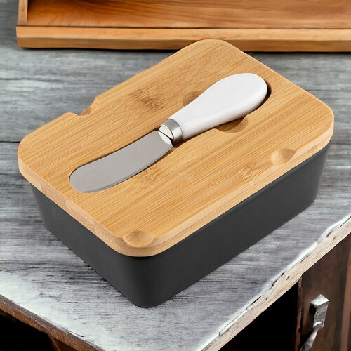 Florina Butterdose mit Messer Adria, Schwarz