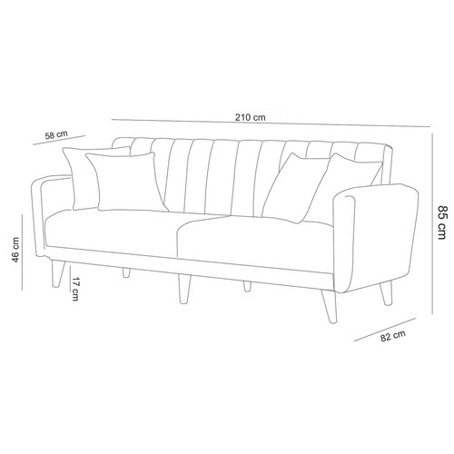 Sofa rozkładana Aqua ciemnoszara