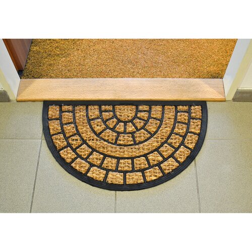 Toro Kokosová rohožka Squares půlkruh , 40 x 70 cm