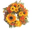 Umělý věnec slunečnic a hortenzií 27 cm