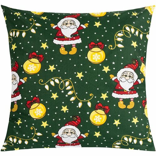 Bellatex Vánoční polštářek s povlakem Santa zelená, 45 × 45 cm