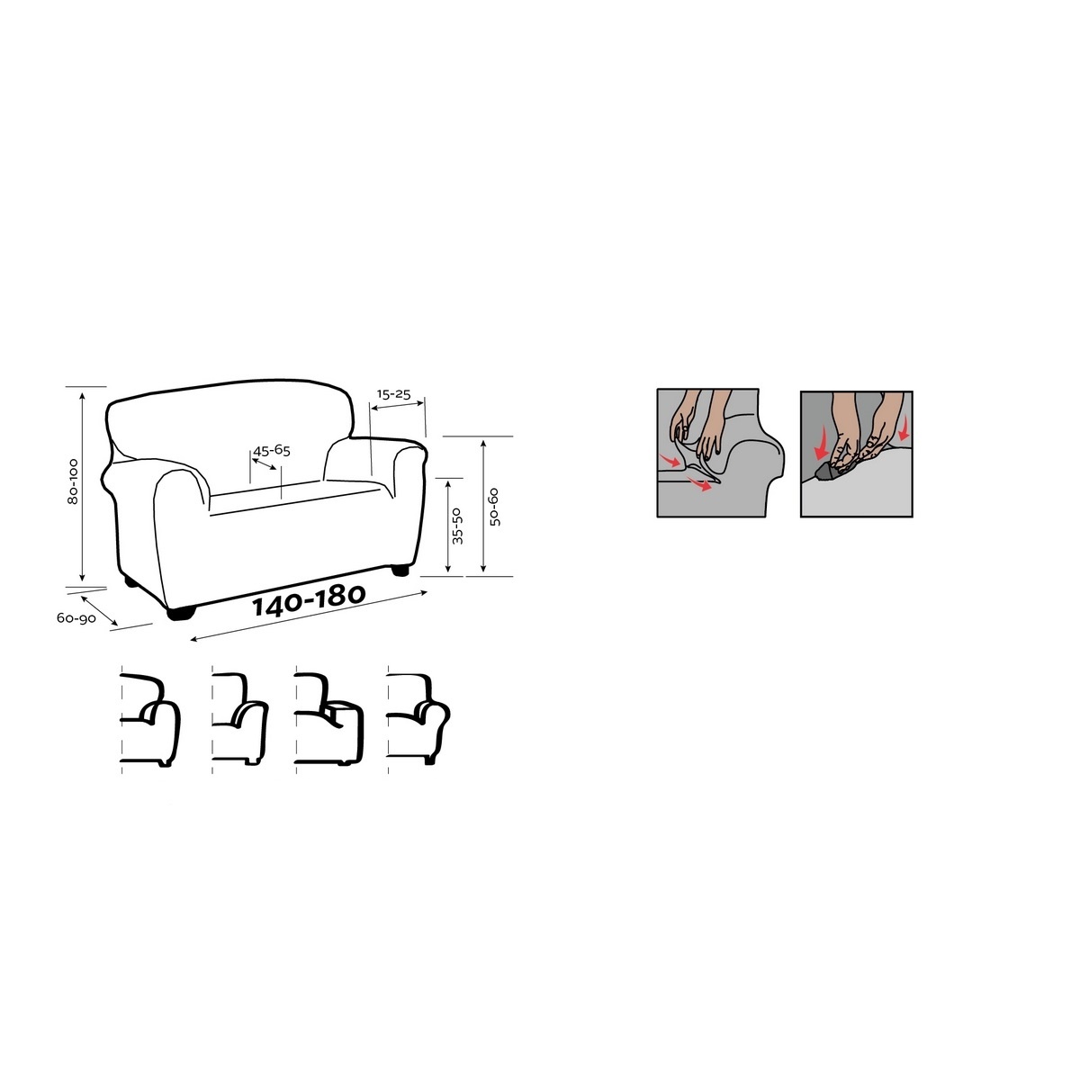 Forbyt Napínací potah na sedačku ESTIVELLA tmavě šedá, 140 - 180 cm - thumb (6)