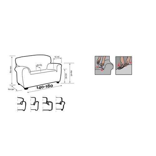 Spannbezug für Sofa ESTIVELLA dunkelgrau, 140-180 cm