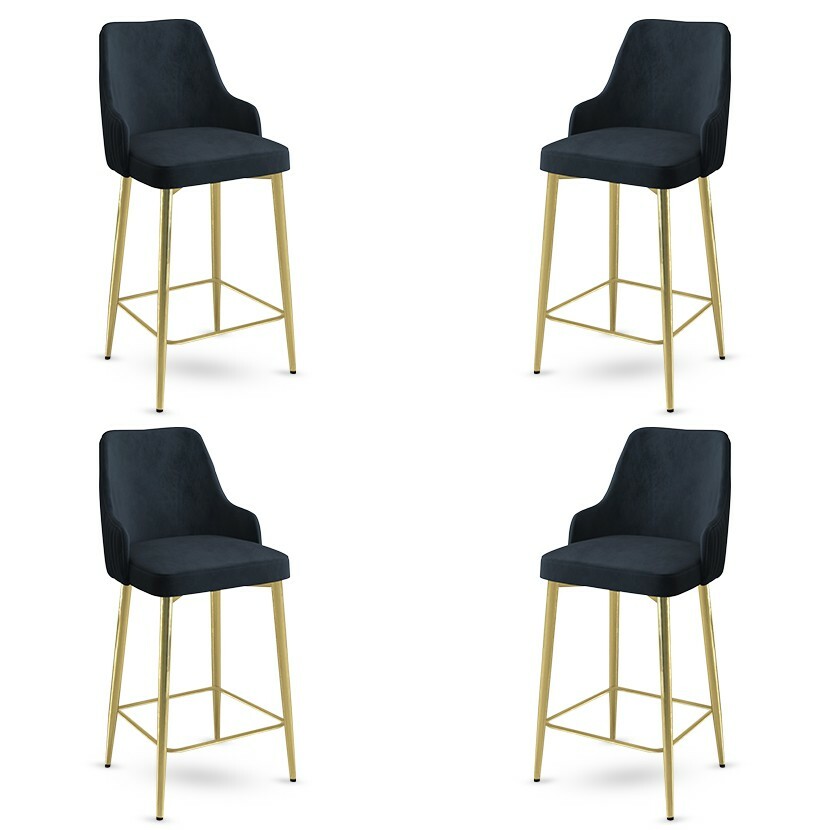 Enox Anthracite and Gold bárszék szett, 4 db, antracit, 4 db akciós termékkép 1