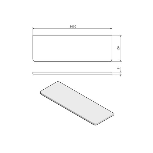 SAPHO 23486 półka 100 x 10 x 0,8 cm, szkło przezroczyste