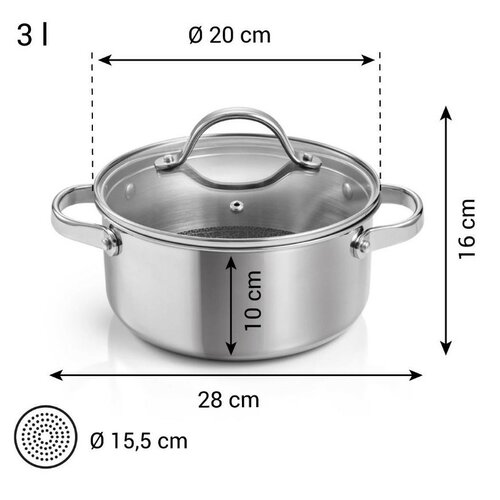 Tescoma Kasserolle mit Deckel SteelCRAFT Durchmesser 20 cm, 3 l